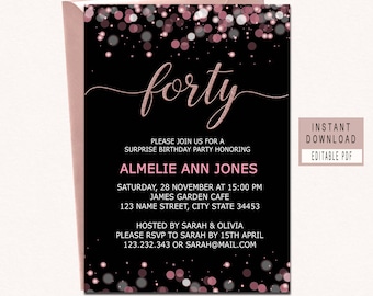 40th invitation etsy