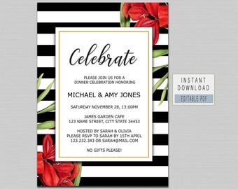 red black invitation etsy