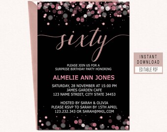 60th birthday invitations etsy