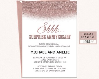 surprise anniversary invitations etsy