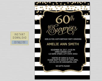 surprise 60th birthday invitations etsy