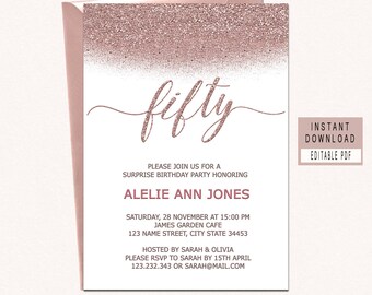 50th birthday invitation for women etsy