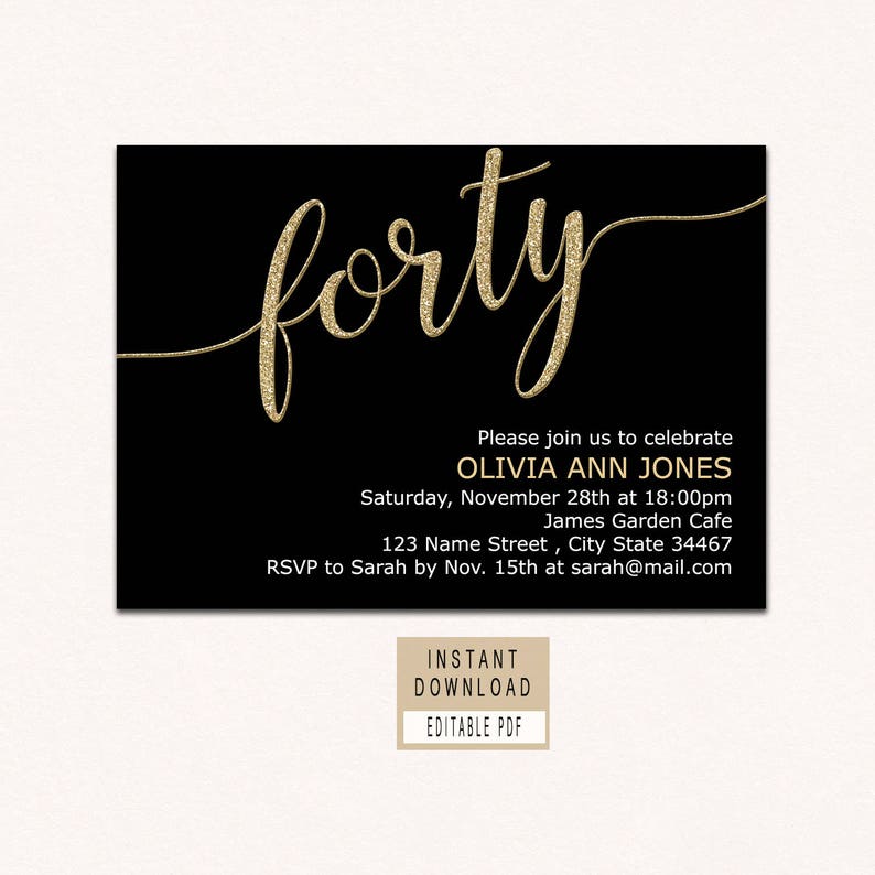 Forty And Fabulous Invitation 40th Birthday Invitations For Etsy