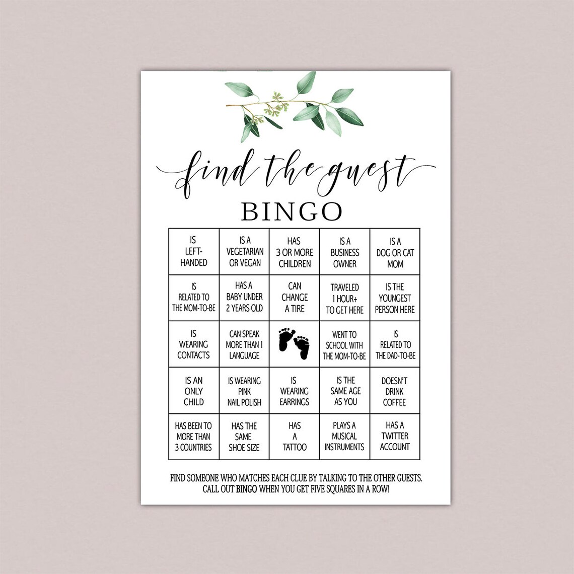 Find the guest baby shower bingo find the guest who Baby Etsy