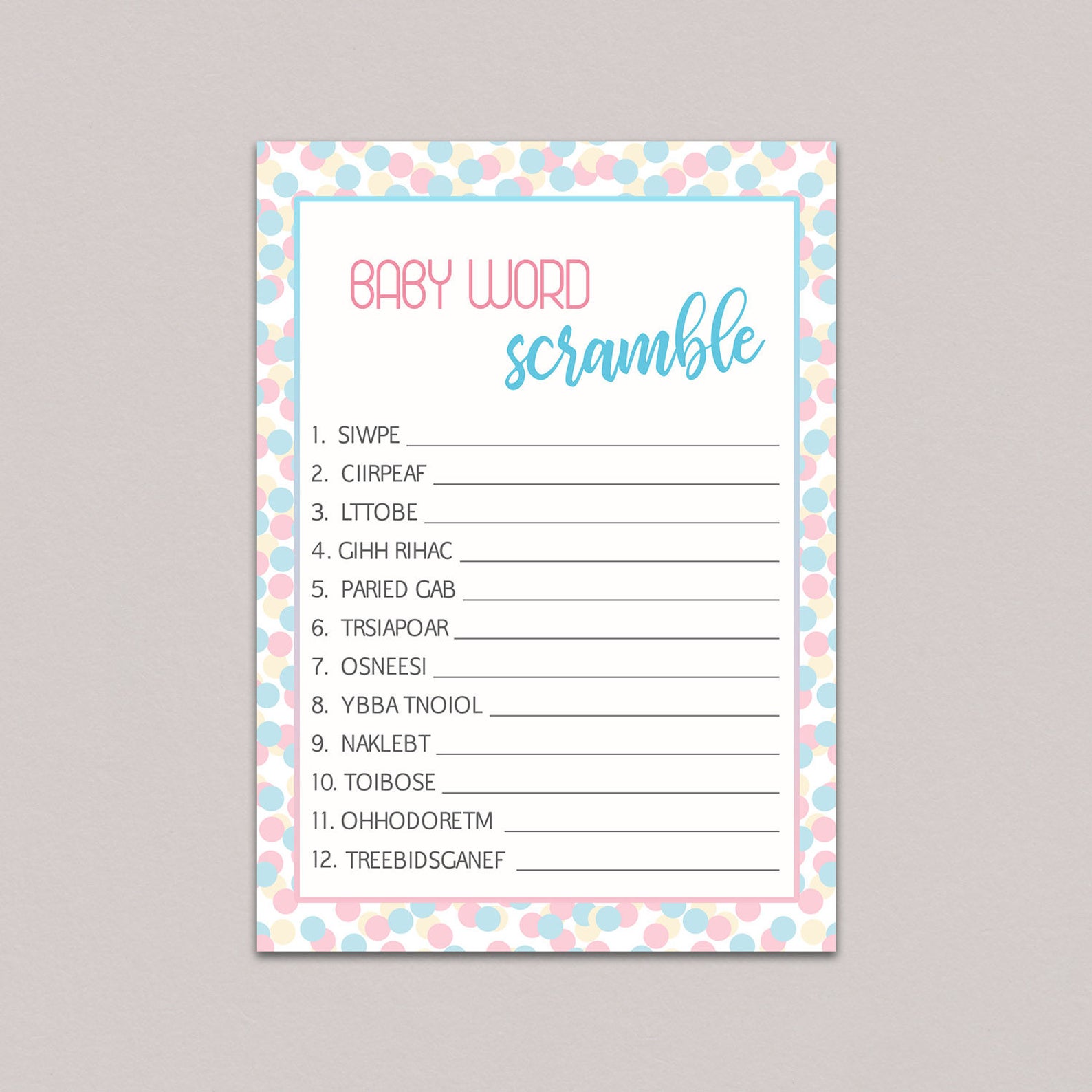 gender reveal party games baby word scramble game baby etsy