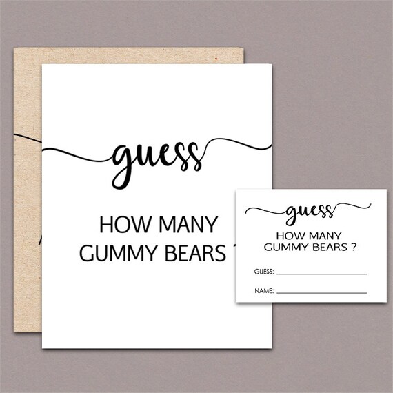 Guess how many gummy bears are in the jar game and sign Guess Etsy