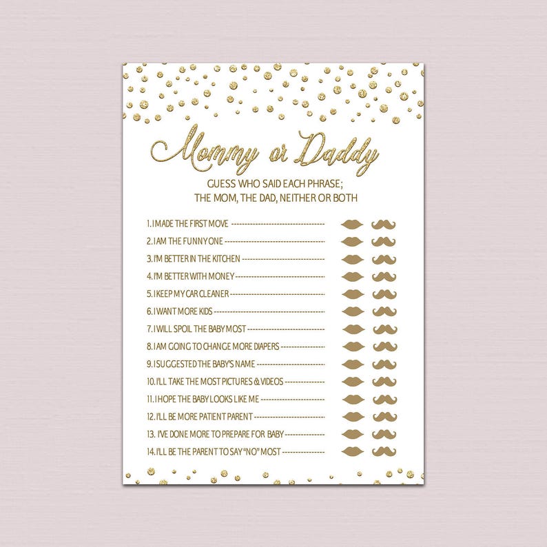 Mommy Or Daddy Baby Shower Game Printable Guessing Game Etsy Mommy Or Daddy Baby Shower Game Printable Guessing Game Etsy