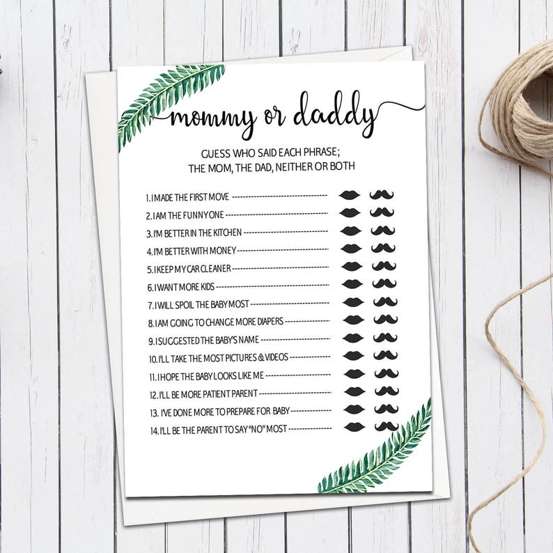 Mommy Or Daddy Baby Shower Game Printable Guessing Game Etsy