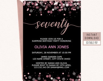 70th birthday invite | Etsy