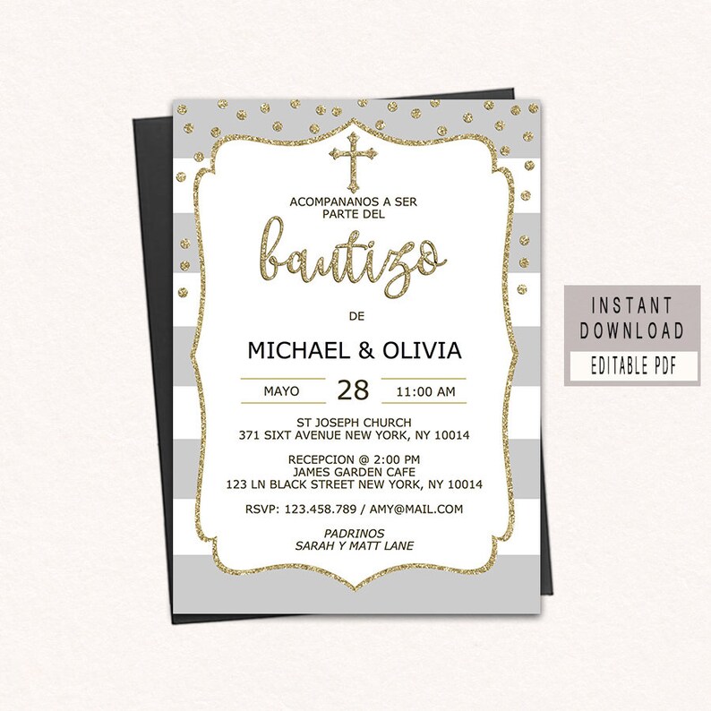 Baptism invitation boy in spanish bautizo invitations Etsy