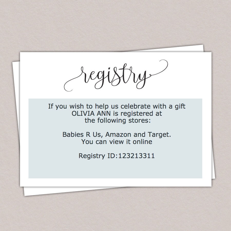 Gift registry card baby shower gift registry card template Etsy