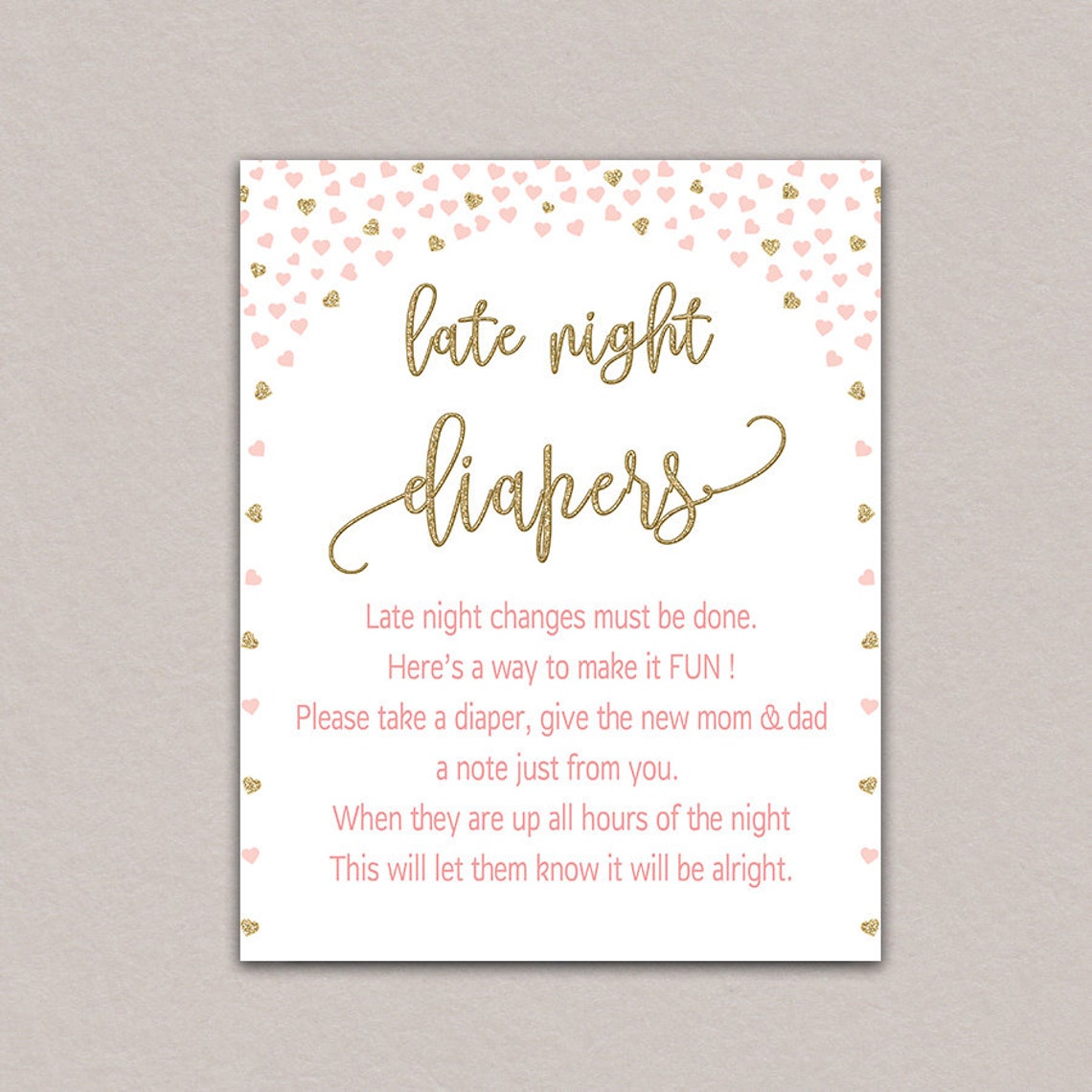 LATE NIGHT DIAPERS Sign Printable Pink Late Night Diapers Etsy