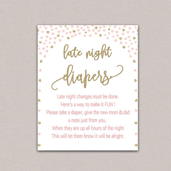 Late Night Diapers Baby Shower Sign Printable