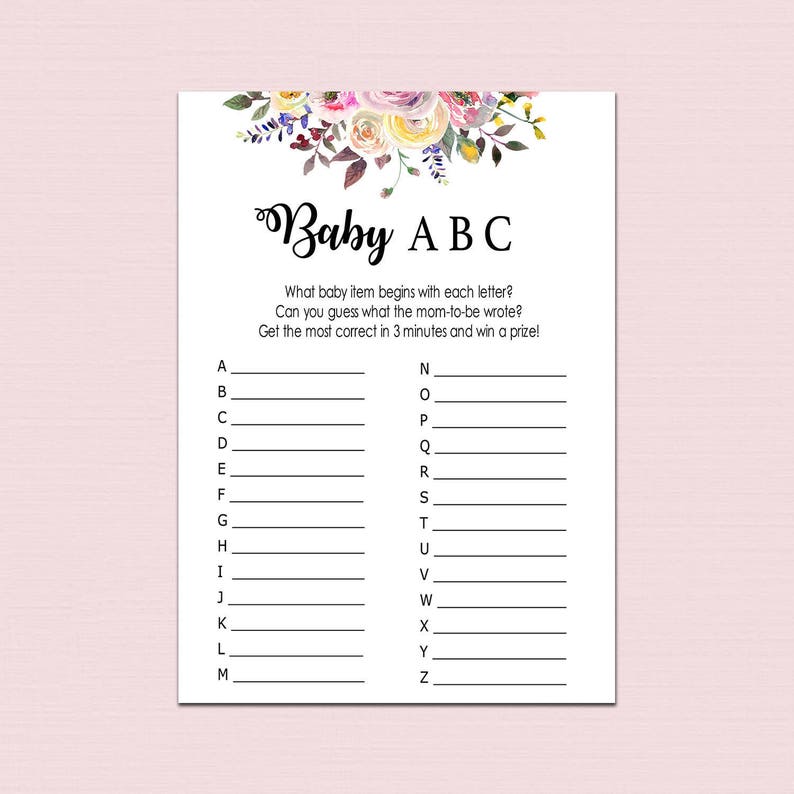 Floral Boy or girl ABC Recreation, youngster solutions recreation, alphabet activity, Boho Kid Shower Video games, Printable Boy or girl Shower Game titles, watercolor bouquets rustic BL2 photograph about Alphabet Games Printable known as Floral Boy or girl ABC Recreation, youngster solutions video game, alphabet activity, Boho Little one Shower Game titles, Printable Child Shower Video games, watercolor bouquets rustic BL2