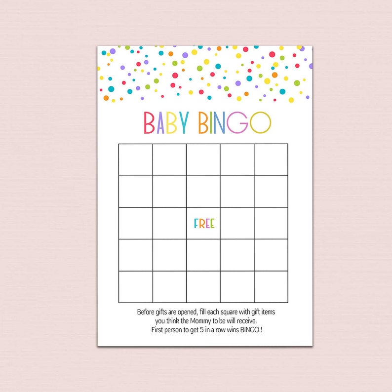 photograph about Baby Bingo Printable named Little one BINGO PRINTABLE, Youngster Shower Bingo Playing cards, Boy or girl Shower Sport printable, rainbow youngster shower video games, confetti youngster shower bingo playing cards BL4