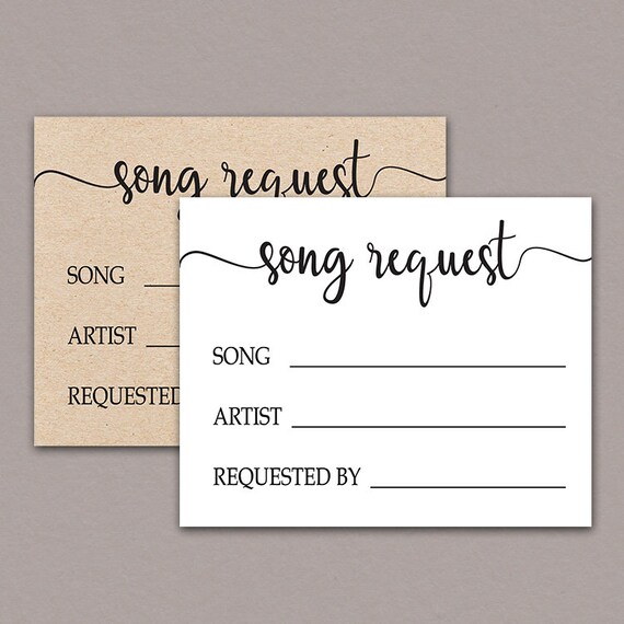 Song Request Card For Wedding Wedding Song Request Card Barn Etsy