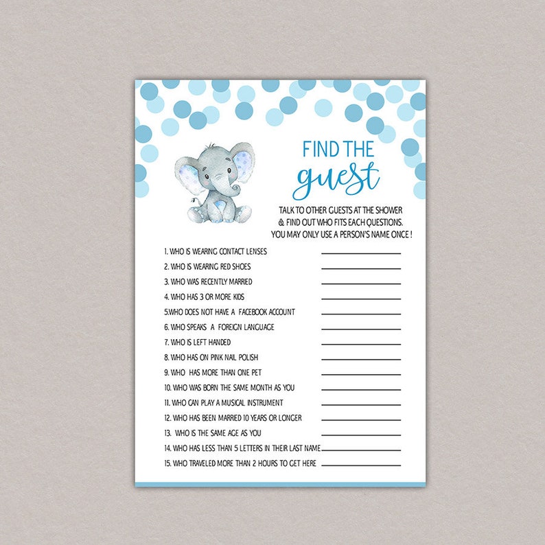 Find the guest baby shower game find the guest game find the Etsy