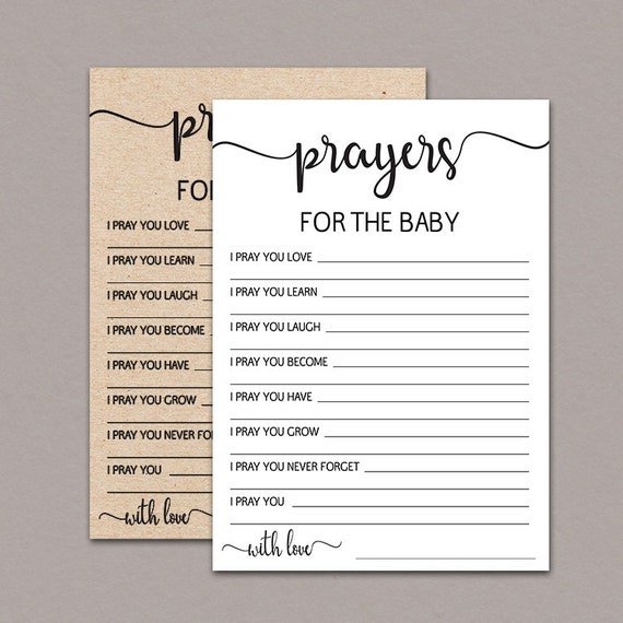 Prayers for Baby Card Printable Rustic Baby Advice Cards Etsy