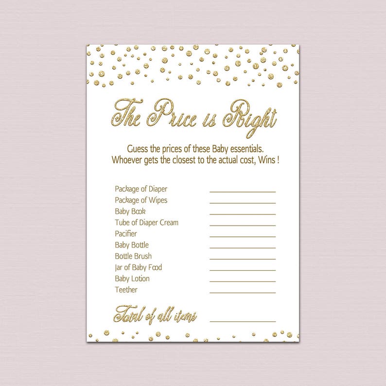 Price Is Right Baby Shower Game The Price Is Right Baby Etsy
