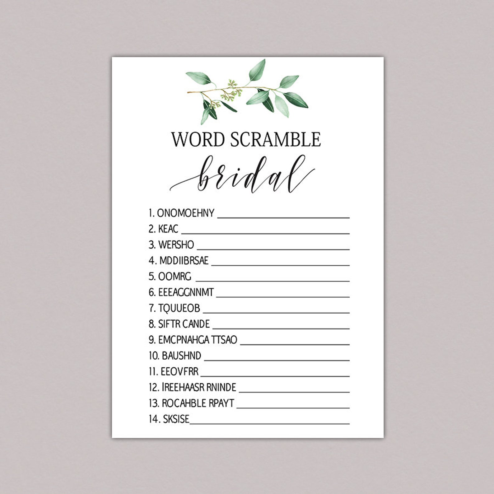 Bridal Word Scramble Game Bridal Shower Word Scramble Etsy