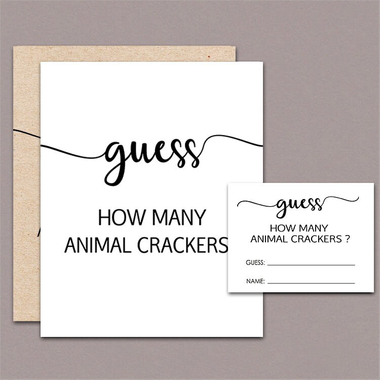 Guess how many animal crackers are in the jar game and sign Etsy