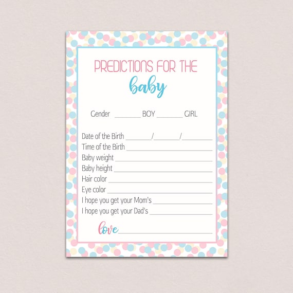 etsy baby prediction cards