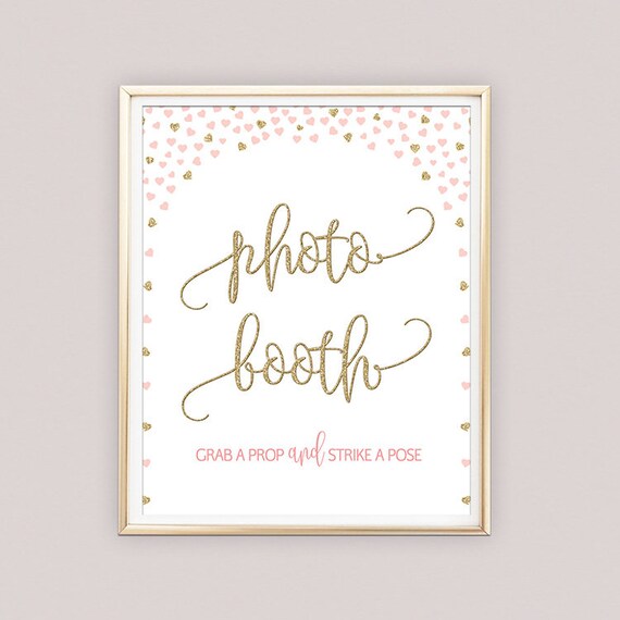 Photo booth sign printable photo booth sign download blush | Etsy