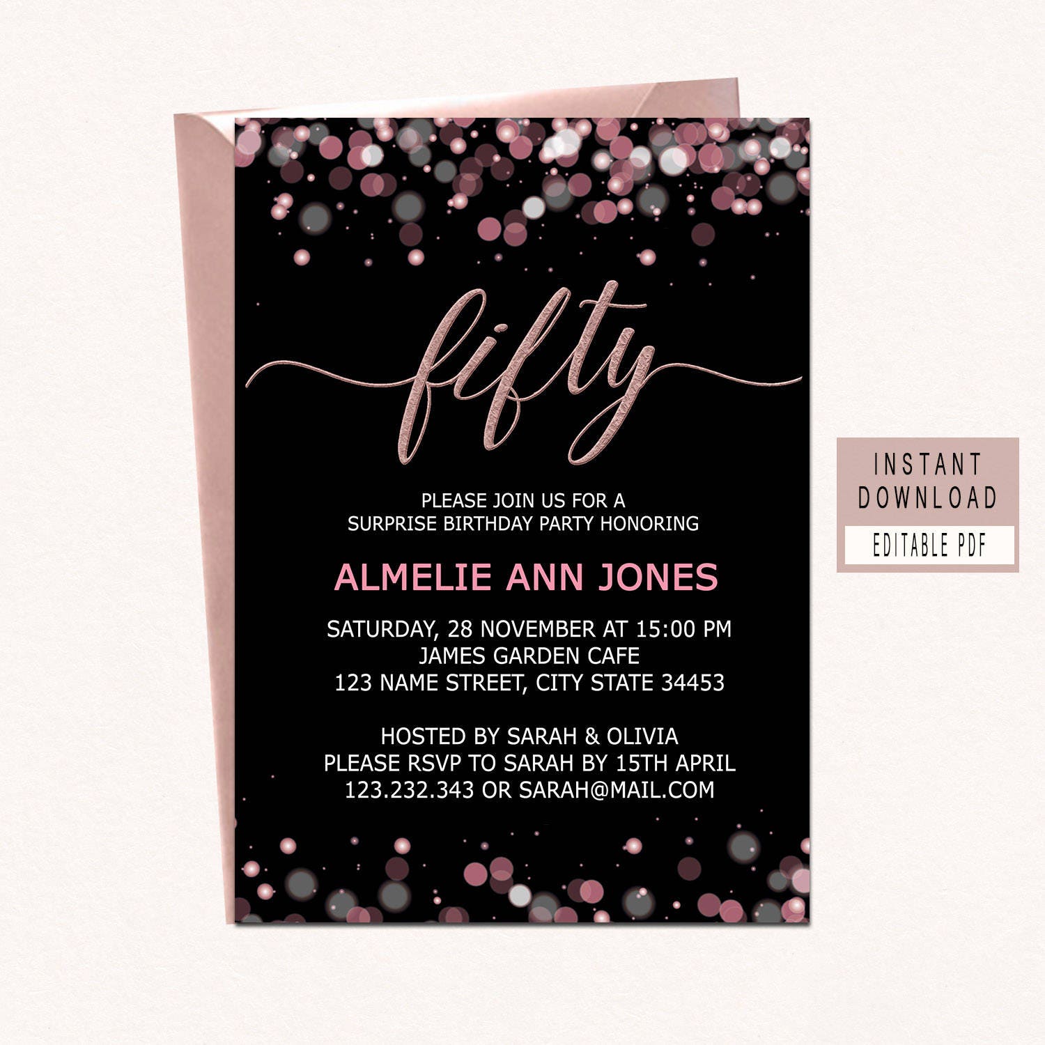 50th birthday invitations instant download fifty birthday | Etsy