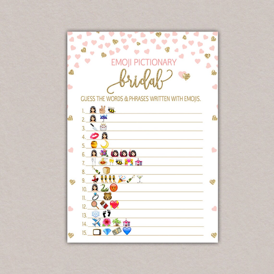 Bridal Shower Game pictionary Bridal Pictionary emoji Etsy
