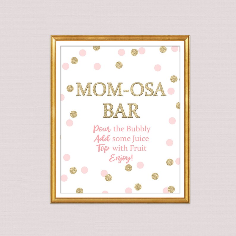 Momosa bar sign printable baby shower mom-osa sign Confetti | Etsy