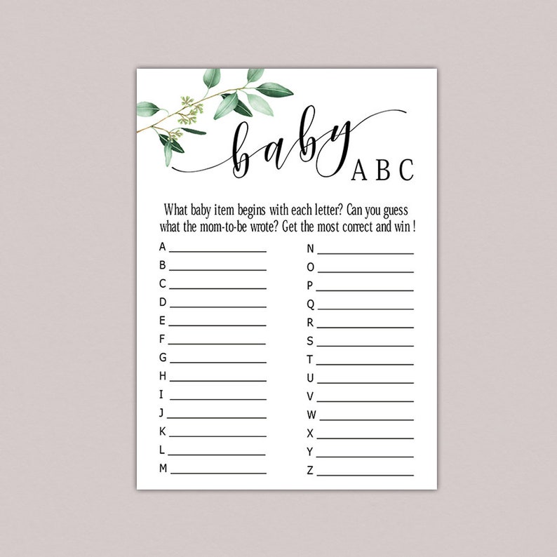 Baby Abc Game Baby Items Game Alphabet Game Greenery Baby Etsy