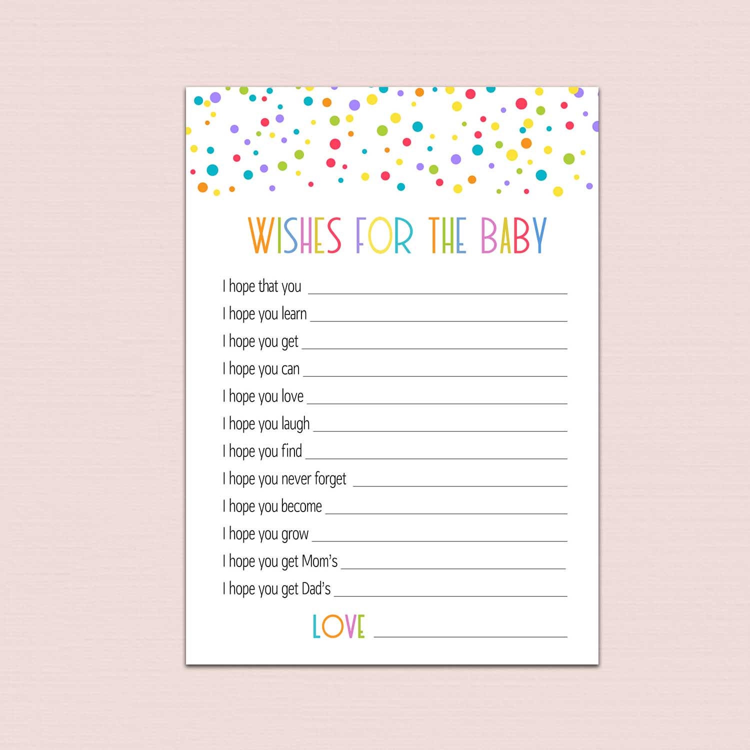 BABY WISH CARDS Wish for Baby Cards Wishes for Baby Etsy