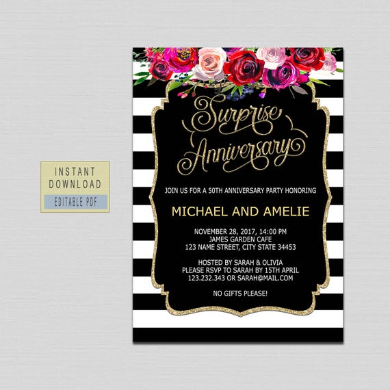 surprise anniversary party invitations surprise anniversary etsy