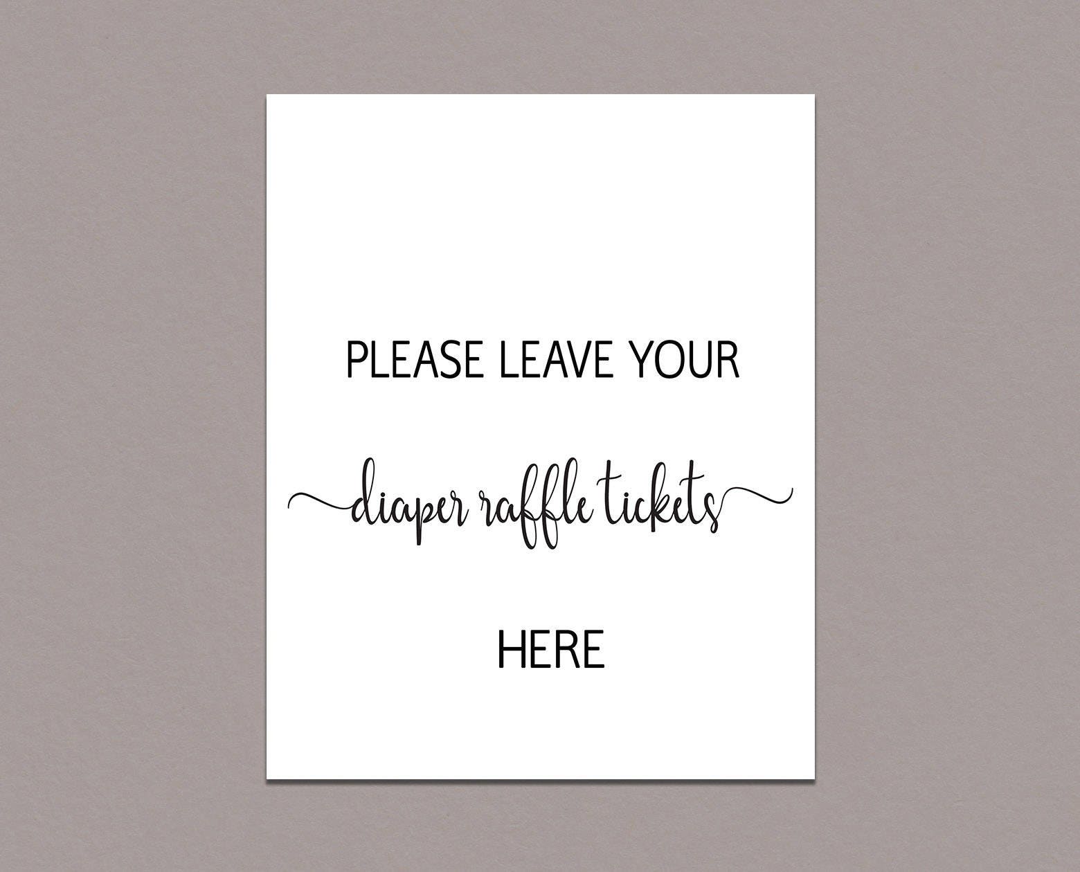 DIAPER RAFFLE TICKET Printable Diaper Raffle Cards Instant Etsy