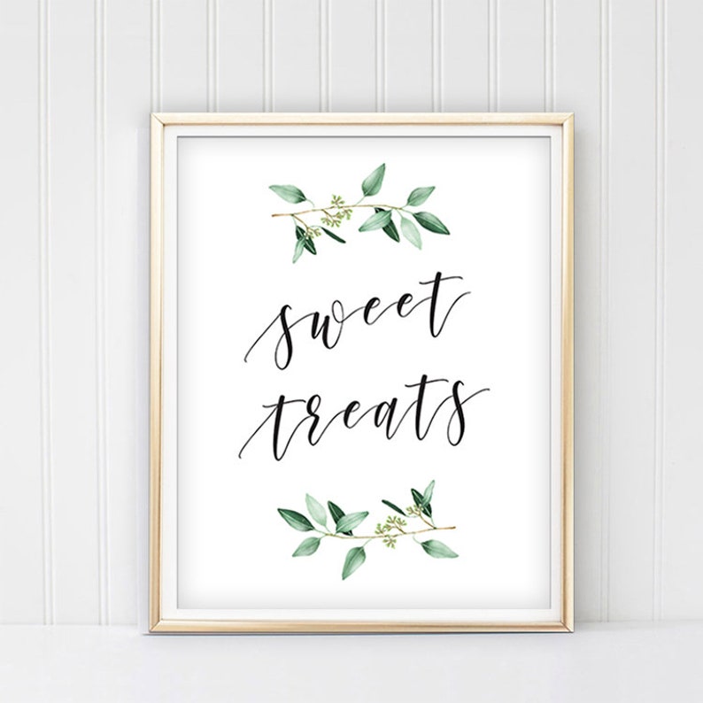 Sweet treats sign Greenery Wedding Signage Elegant Treat | Etsy
