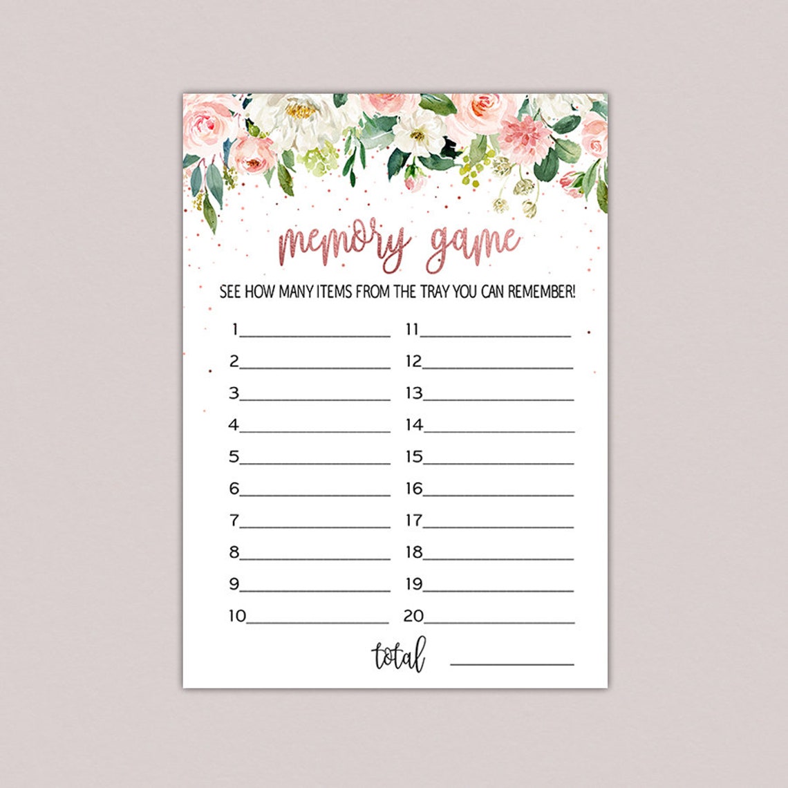 Memory Game Baby Shower Memory Game Cards Guess the items on Etsy