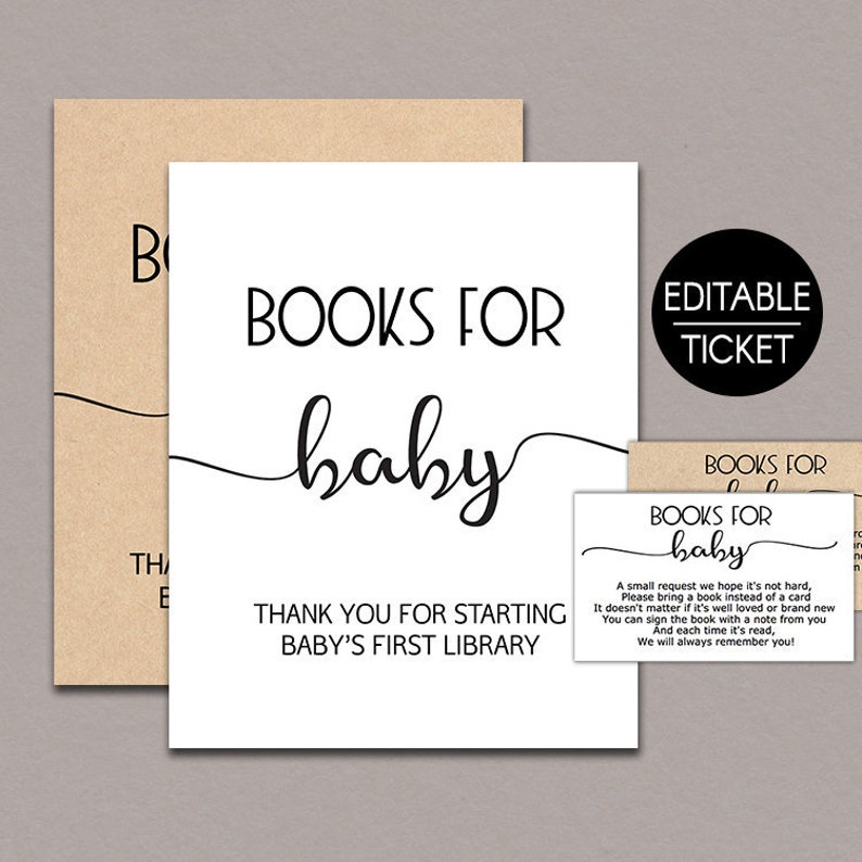 Book instead of card Bring a book baby shower insert Baby Etsy