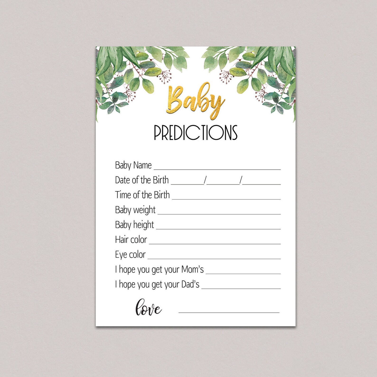 BABY PREDICTION CARDS predictions for baby printable baby | Etsy