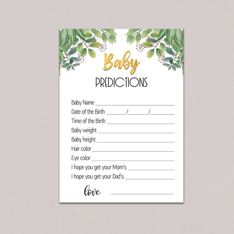 BABY PREDICTION CARDS Predictions For Baby Printable Baby Etsy