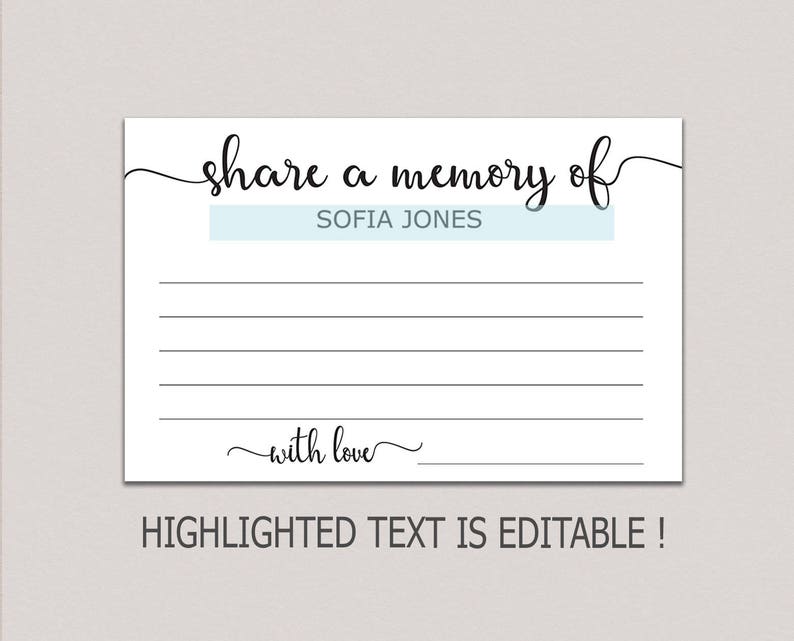 SHARE A MEMORY CARD Memory Cards Share a Memory Printable Etsy
