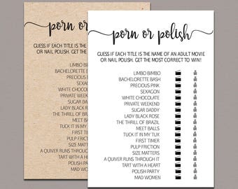 Porn or Polish Game, Bachelorette Games Printable, Bachelorette Party Game Ideas, Bridal Shower, Hen Party, Hen's Night, kraft, rustic B11