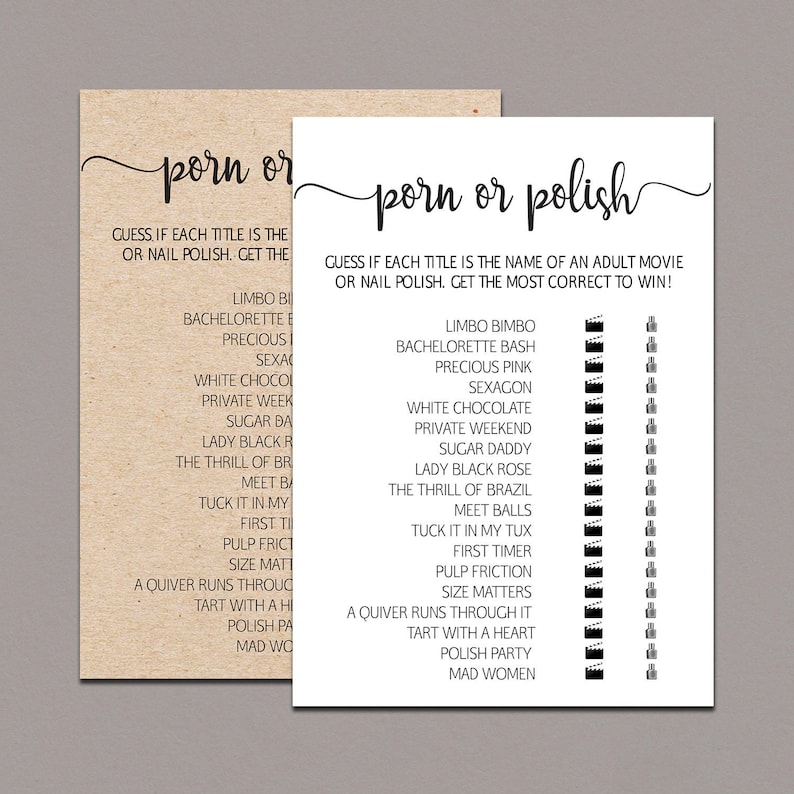 Porn or Polish Activity, Bachelorette Online games Printable, Bachelorette Social gathering Video game Programs, Bridal Shower, Chook Get together, Hens Night time, kraft, rustic B11 graphic relating to Printable Bachelorette Party Games named Porn or Polish Sport, Bachelorette Online games Printable, Bachelorette Occasion Match Options, Bridal Shower, Rooster Celebration, Hens Evening, kraft, rustic B11
