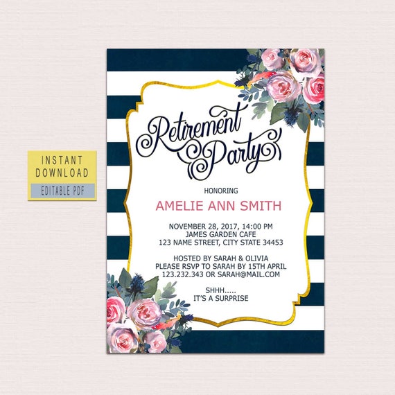 RETIREMENT INVITATION instant download retirement party | Etsy