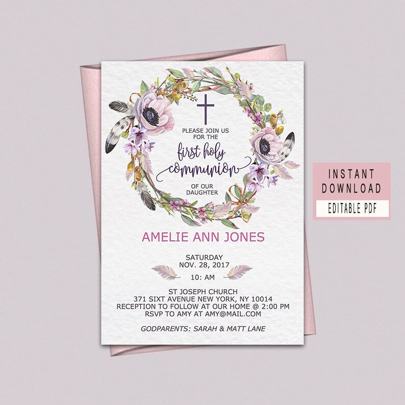 First Holy Communion Invitations First Holy Communion Invites Etsy