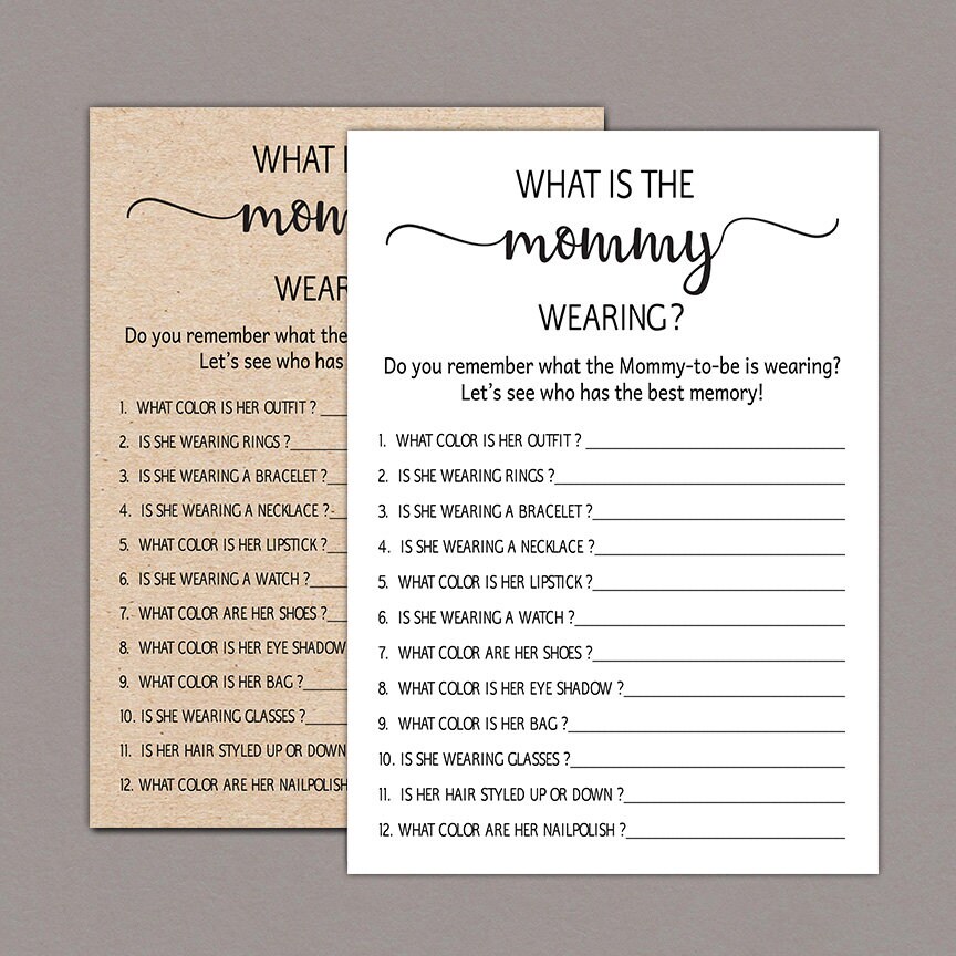 What Was Mommy Wearing Game Rustic Baby Shower Games Memory Etsy What Was Mommy Wearing Game Rustic Baby Shower Games Memory Etsy