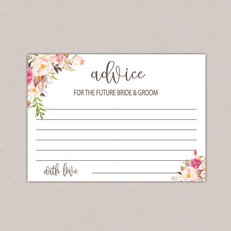 Advice For The Bride And Groom Wedding Advice Cards Advice Etsy