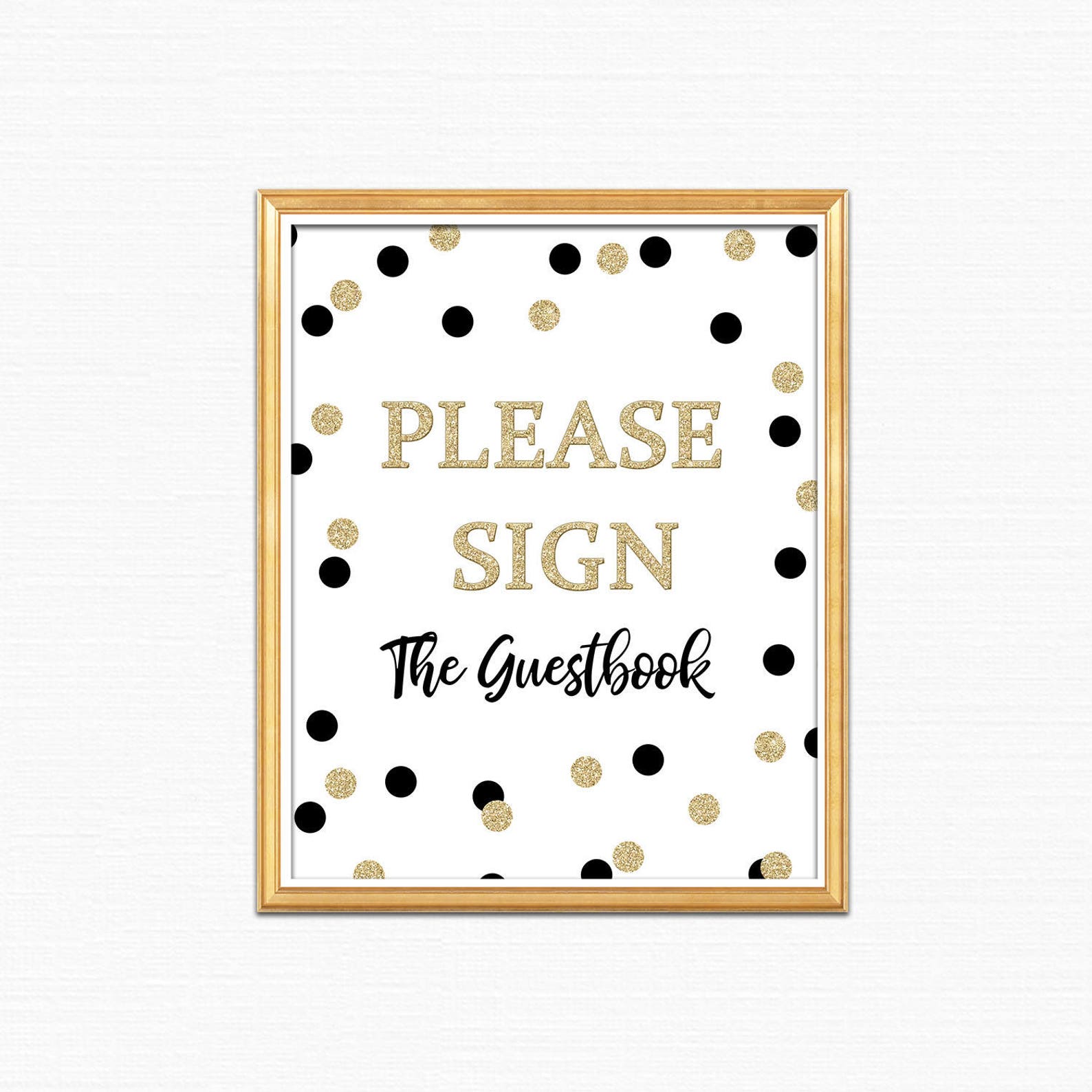 Black and Gold Guest Book Sign Printable Confetti Party Etsy