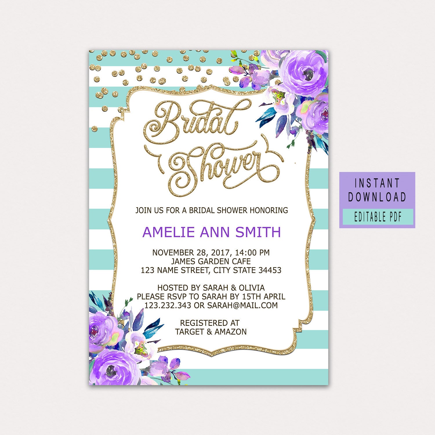 Bridal Shower Invitations Teal 9
