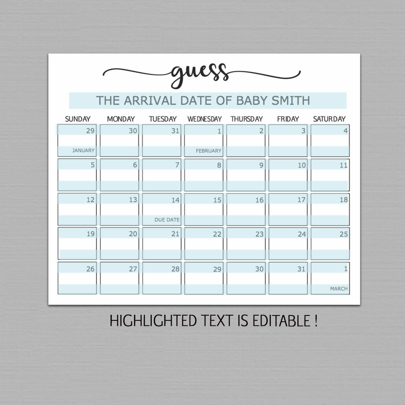 Guess baby birthday calendar Baby Due Date Calendar poster | Etsy