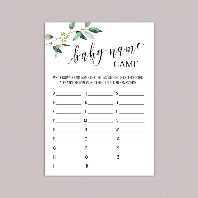 BABY NAME GAME Baby Alphabet Game a Z Baby Name Game Diy Etsy Canada